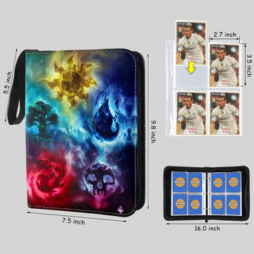 MTGPRO Trading Card Binder 4-Pocket Binder for Trading Cards Holds 400 Cards enhanced Collector Card Album for Standard Cards Card Collection Folder for MTG TCG Game Cards (4 Pocket-Colorful Patterns)