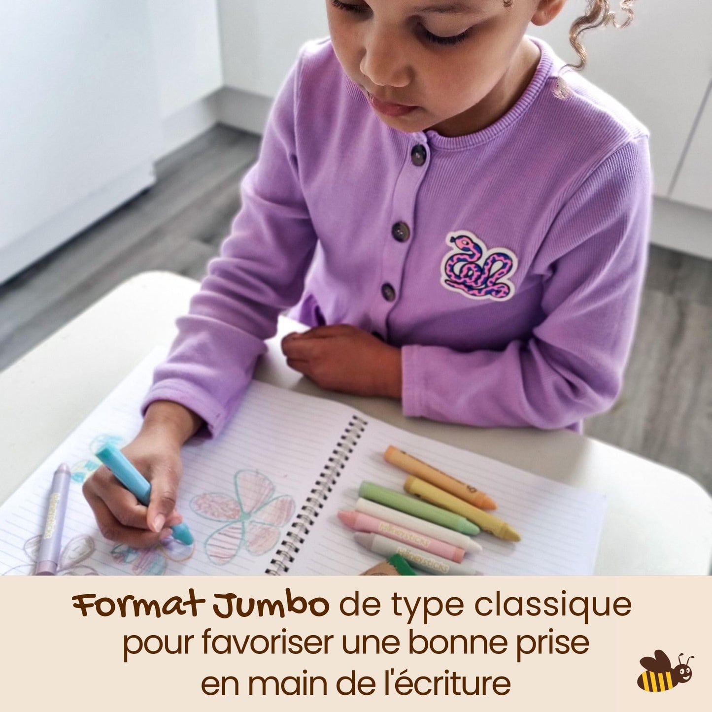 Honeysticks Jumbo Crayons (8 Pack) - Pastel Colored Non Toxic Crayons - 100% Pure Beeswax and Food Grade Colors - Large, Easy to