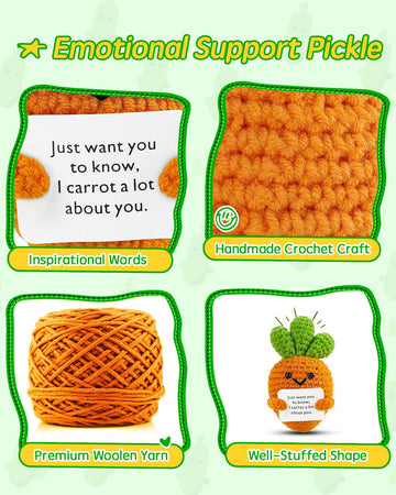 Jelutar Mini Funny Positive Potato, 3 Inch Knitted Doll With Positive Card For Cheer Up Gifts And Party Decorations, Cute Positive Potato Crochet Doll For Birthday Gifts (Positive Carrot)