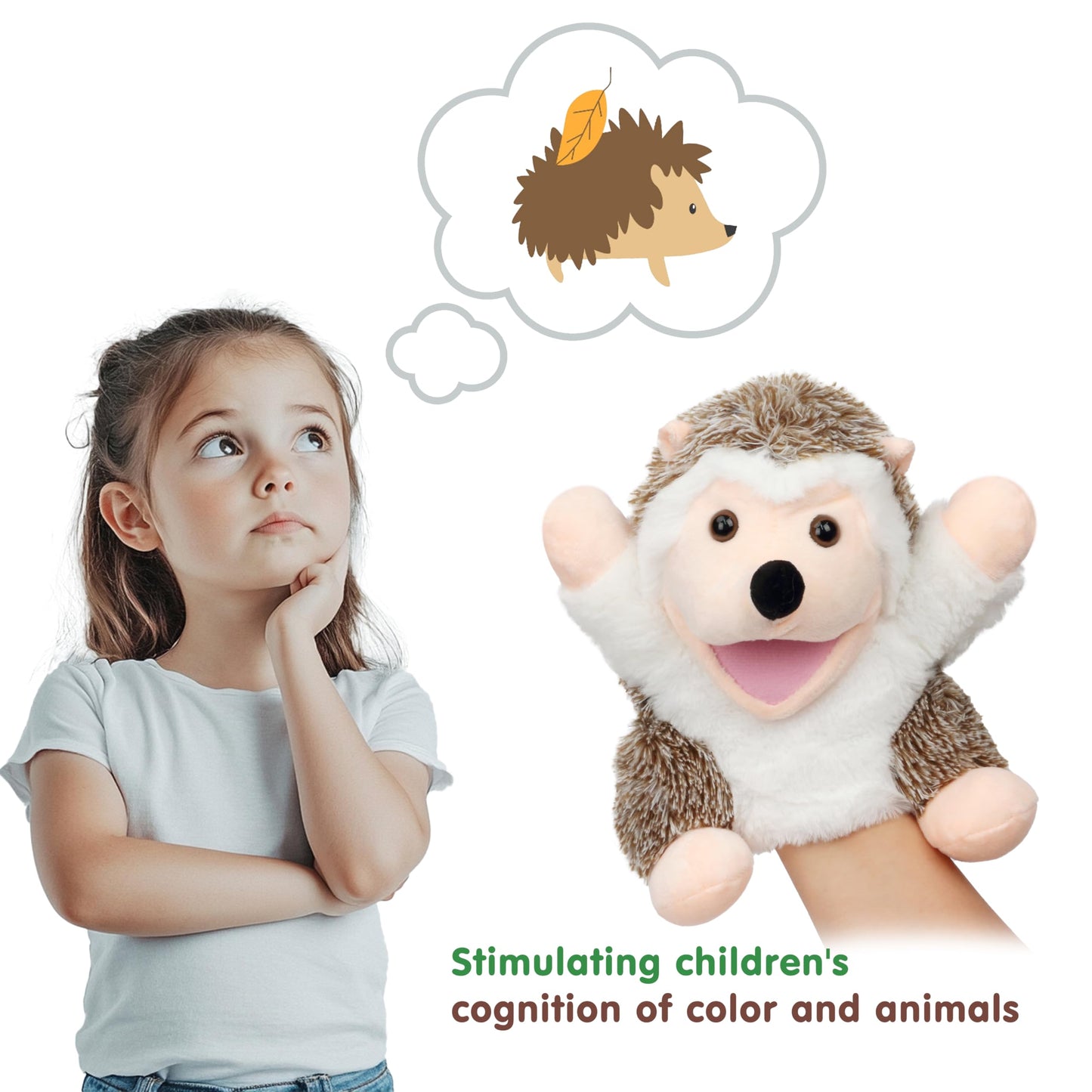 Easfan Hedgehog Hand Puppet With Movable Mouth Interactive Storytelling Cute Soft Plush Toy Creativity And Imagination Easter Ch