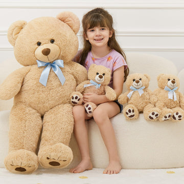 Morismos Giant Teddy Bear Stuffed Animal With Baby Bears,35.4'' Big Mommy Stuffed Bear,3 Small Bulk Teddy Bear Stuffed Animals F