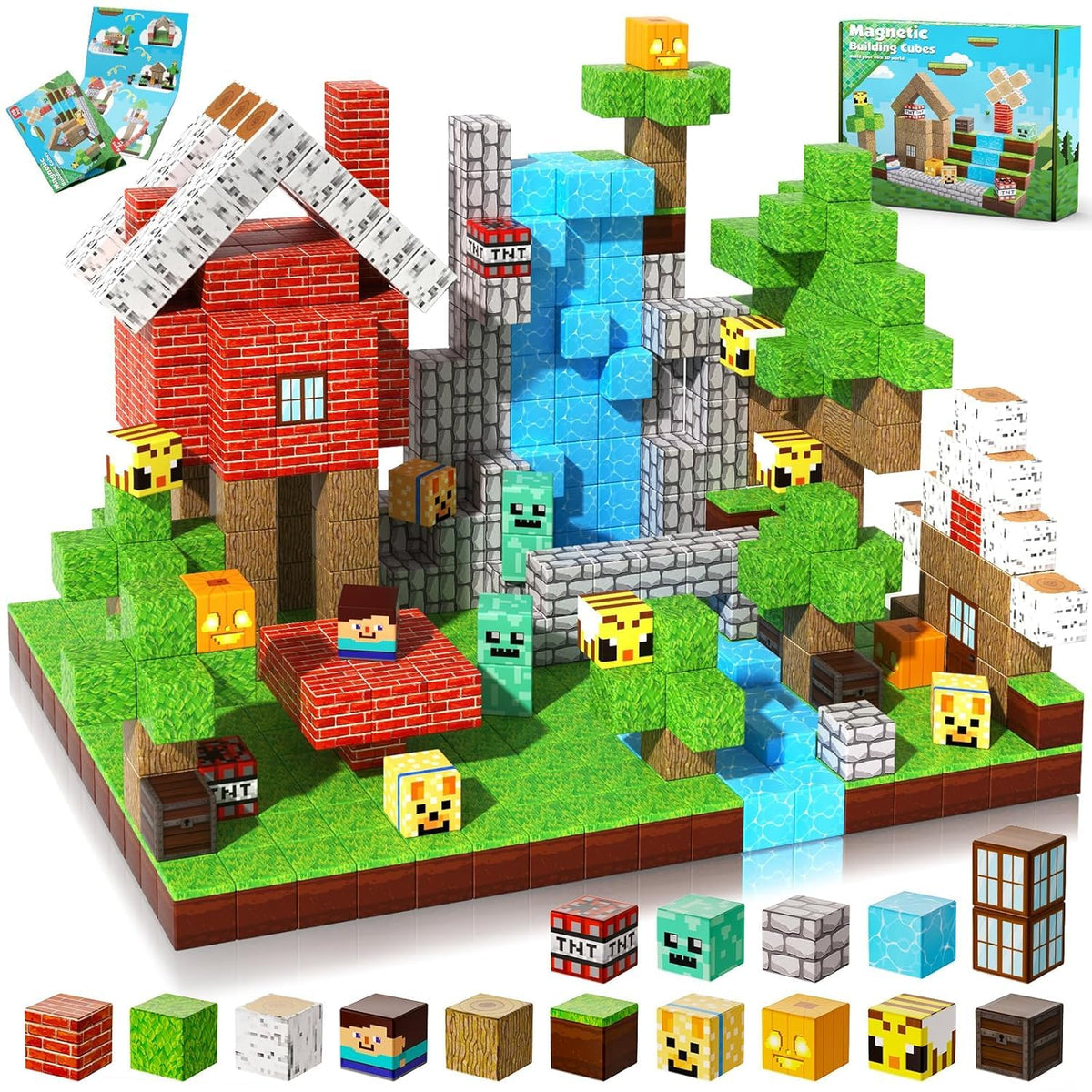 Preydis Magnetic World Forest Adventure Building Blocks Set, 106 Pieces, Ages 3+, Creative Construction Toy With Characters And 