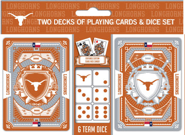 Masterpieces Game Day - NCAA Texas Longhorns 2-Pack Playing Cards & Dice Pack - Officially Licensed Set for mature-themeds and Family