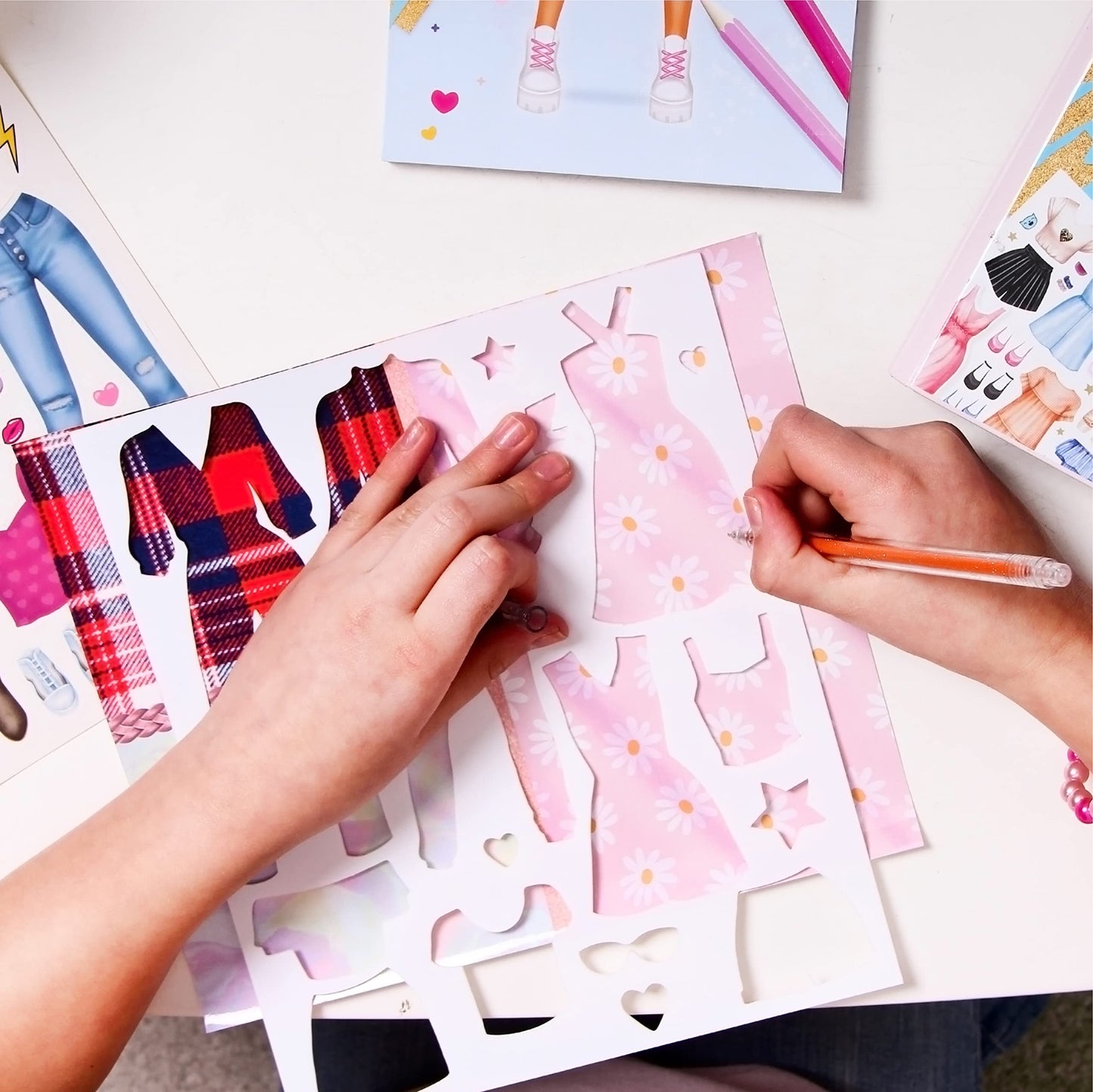 BSCOOL Fashion Studio Drawing, Coloring & Little Designer Creativity Book for Kids 4 and Up with Stickers, Stencils, Textures -