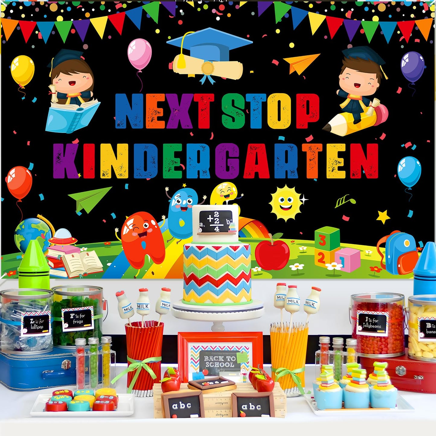 Preschool Graduation Decorations Banner Next Stop Kindergarten Banner Preschool Graduation Backdrop Kindergarten Backdrop Pre-K