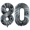 Goer Number 80 Balloons For 80Th Birthday Party Decorations,42 Inch Jumbo Foil Helium Balloons For 80Th Anniversary (Marble Black)