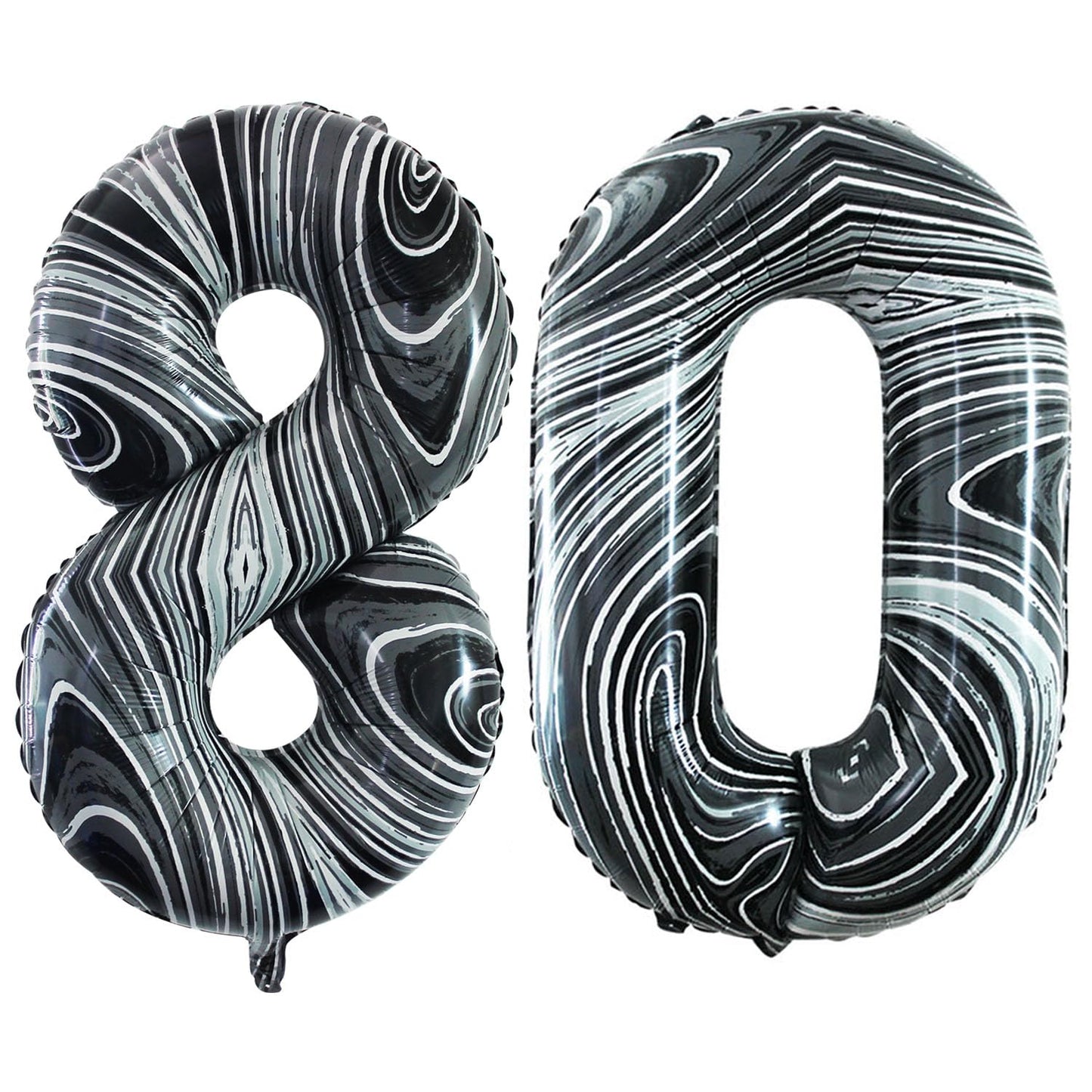 Goer Number 80 Balloons For 80Th Birthday Party Decorations,42 Inch Jumbo Foil Helium Balloons For 80Th Anniversary (Marble Black)