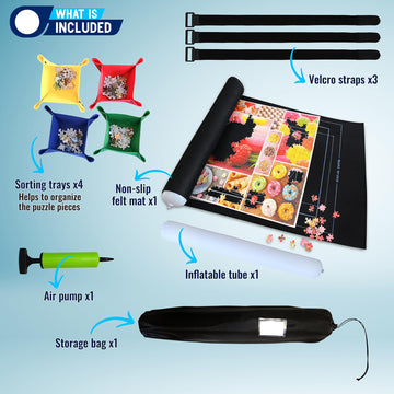Jigsaw Puzzle Mat Roll Up Fits 500 1000 1500 Pieces Felt Mat Puzzle Mats Stow And Go Puzzle Saver, Puzzle Board Storage Puzzle Roll Up Mat Puzzle Keeper Holder Organizer (Black)