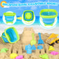 FHOZGECY Beach Toys, 19Pcs Sand Toys, Sandbox Toys with Dump Truck, Collapsible Sand Bucket, Sand Castle Toys, Animal Dinosaur M
