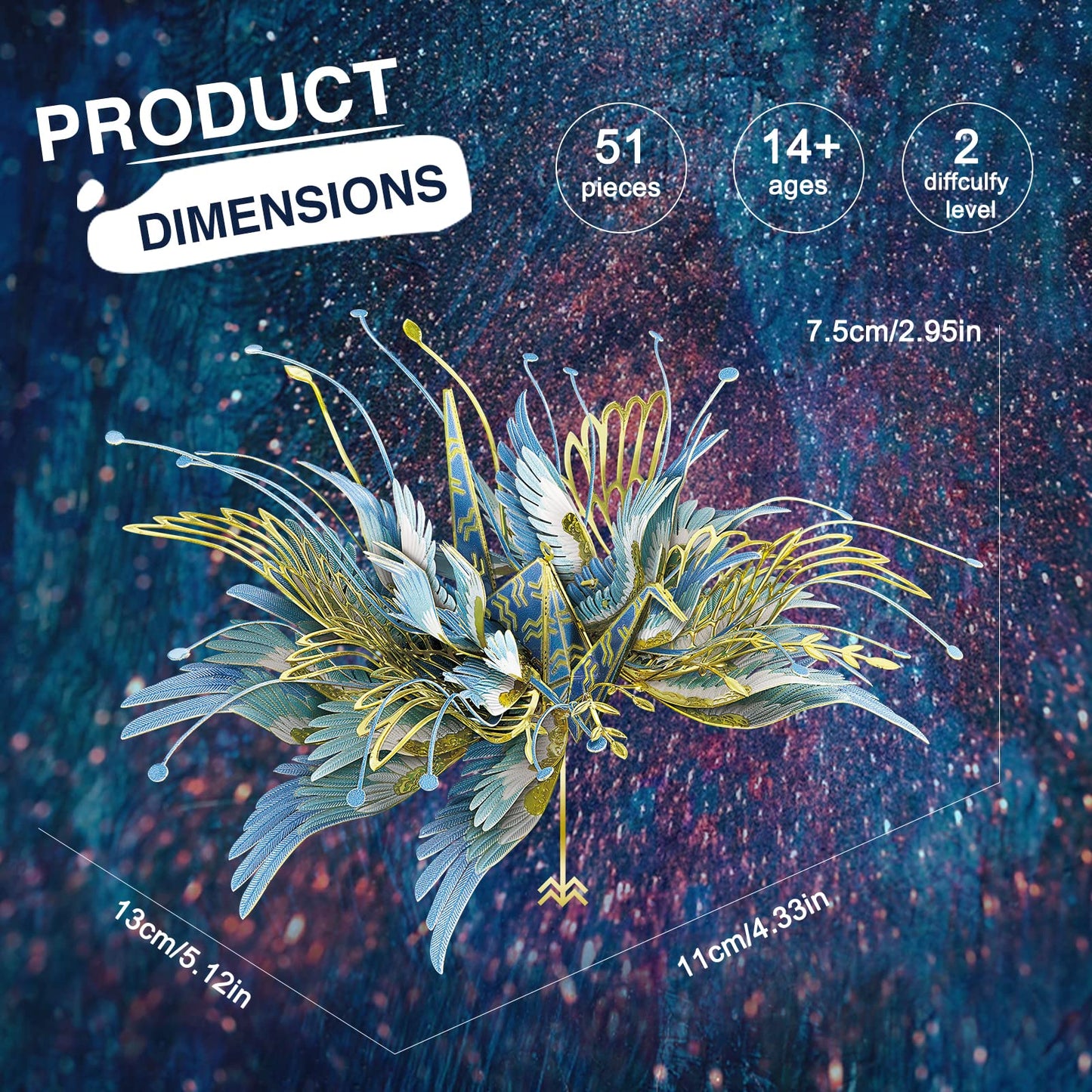 Piececool 3D Metal Model Kits For Adults, 12 Constellation Series - Aquarius Wish Cranes Model Building Kits, Brain Teaser 3D Puzzle Diy Craft Kits Best Birthday Gifts, 51Pcs