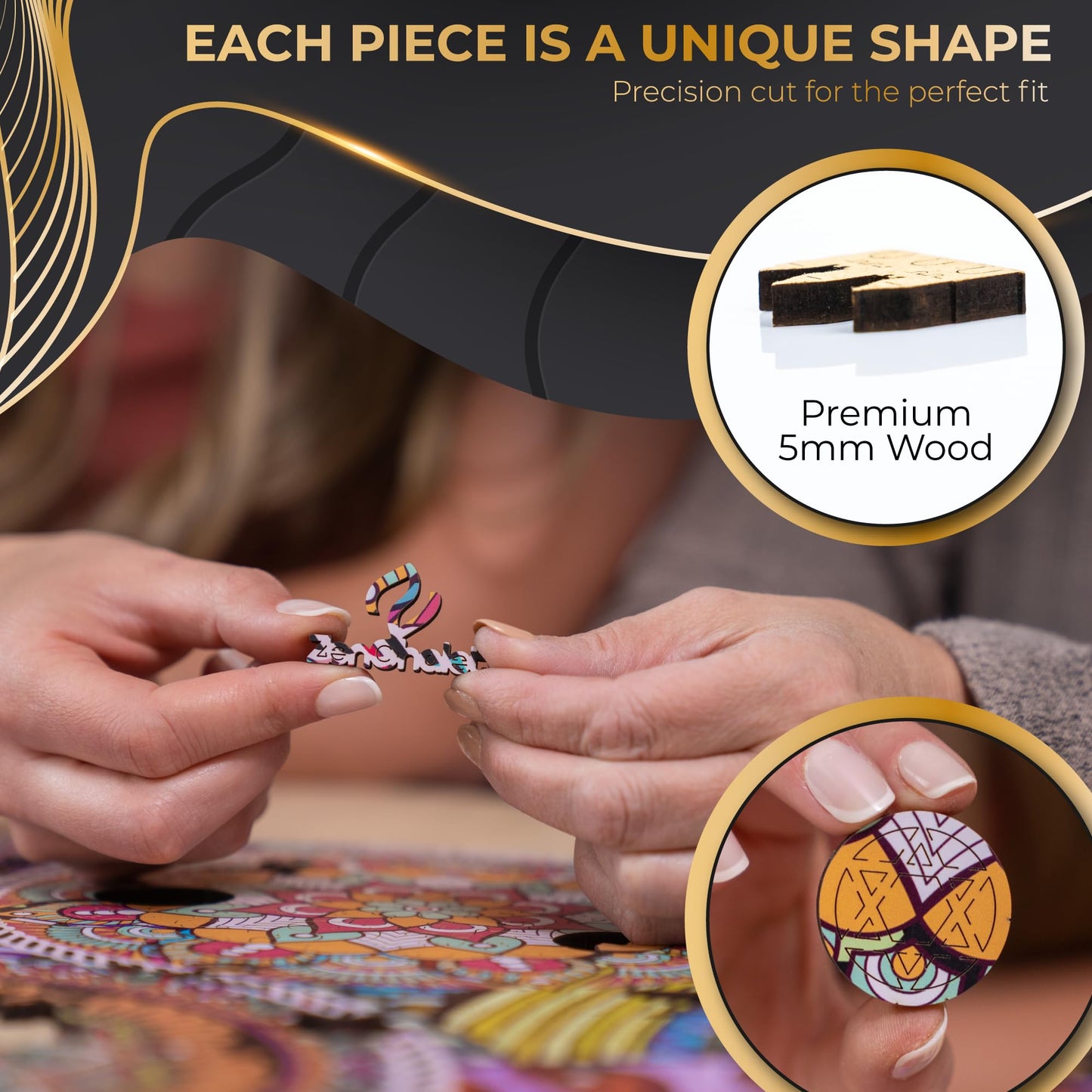 ZenChalet - Yin Yang Flower 200 Piece Puzzles for mature-themeds - enhanced Jigsaw Wooden Puzzle for mature-themeds  Surprise Your Friends or Family with a Unique Gift - Brain Teaser Puzzle