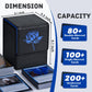 Zlca Card Deck Box For Mtg Cards With 2 Dividers, Card Storage Box Fits 100+ Single Sleeved Cards, Pu Leather Tcg Card Deck Case Holder For Magic Commander Yugioh (Black&Blue,Lotus)