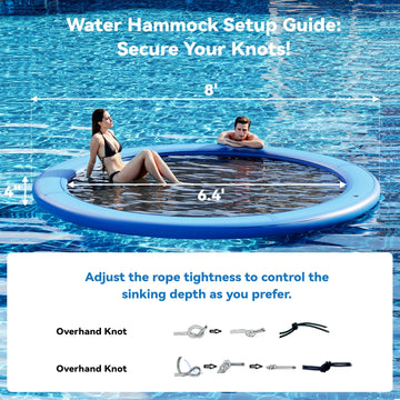 Danrelax 8' Round Inflatable Floating Dock, Blue Polyester Hammock Pool Float, Model 3013BU, Quick Inflate/Deflate, Ideal for Lakes & Oceans