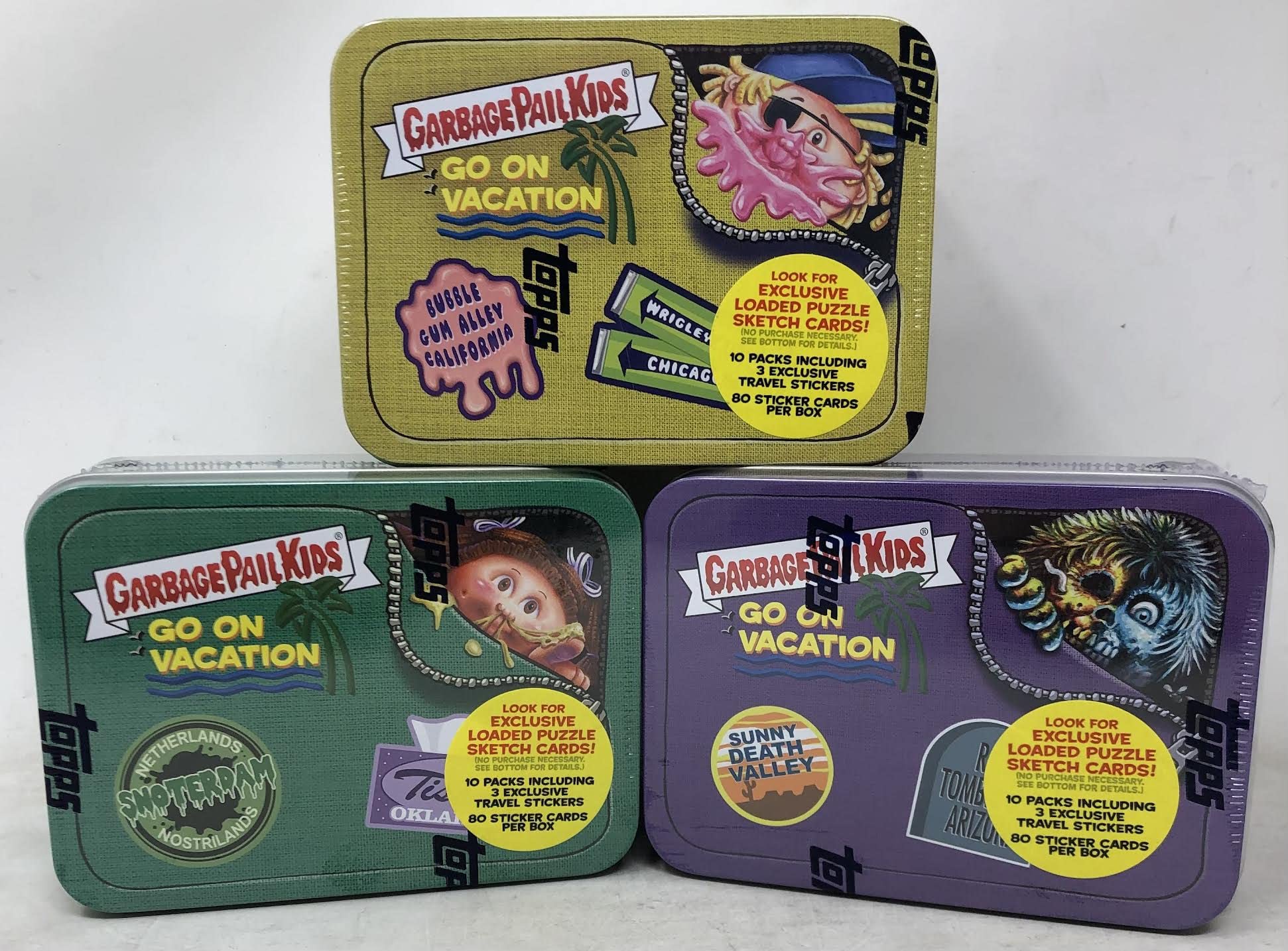 2023 Topps Garbage Pail Kids Go On Vaction Tins - All 3 Tins!!!