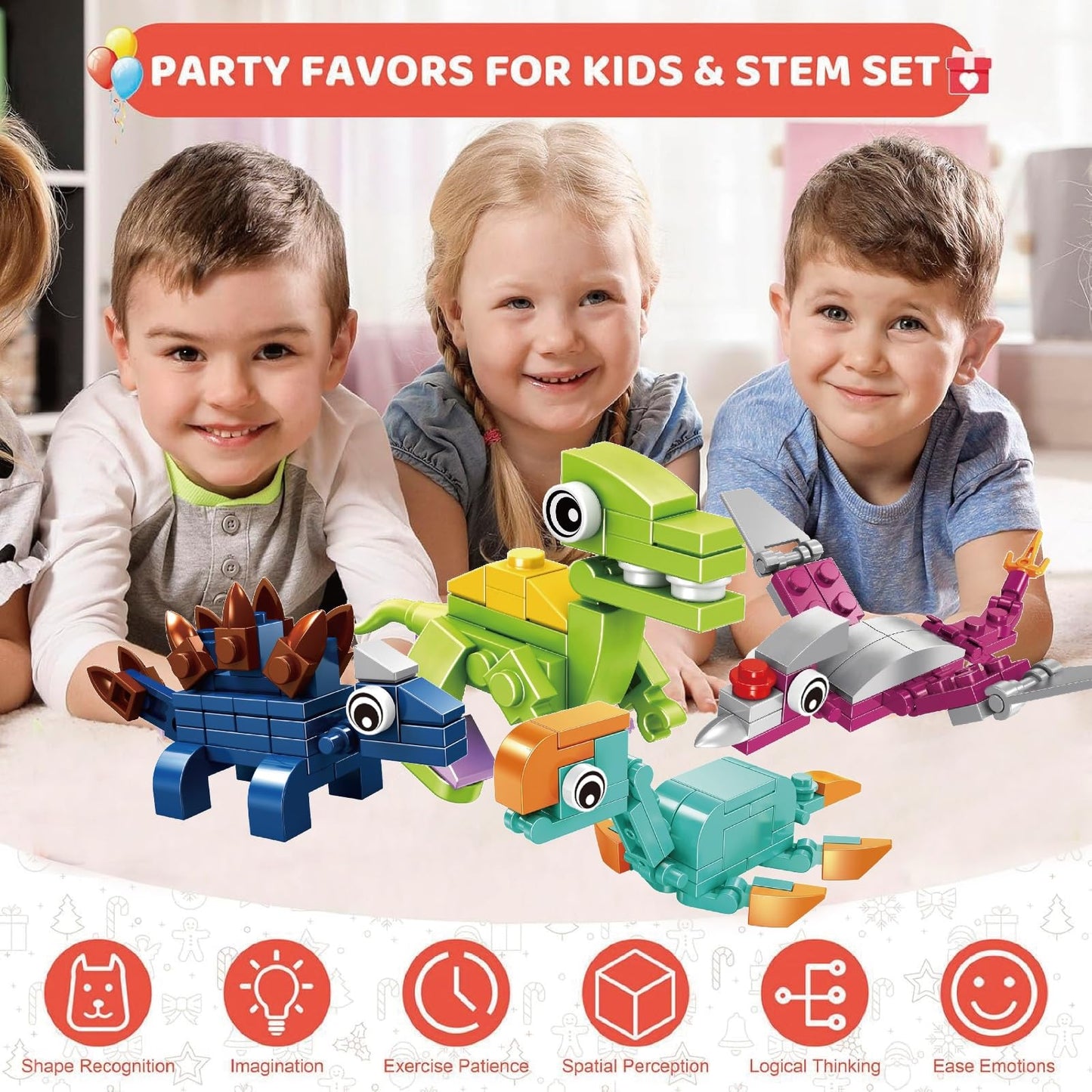 JHXXXL Dinosuar Party Favors,(24pcs) 48 Kind of Mini Building Blocks Party Favors,Goodie Bag,Bulk Toys, Classroom Prizes,Back to