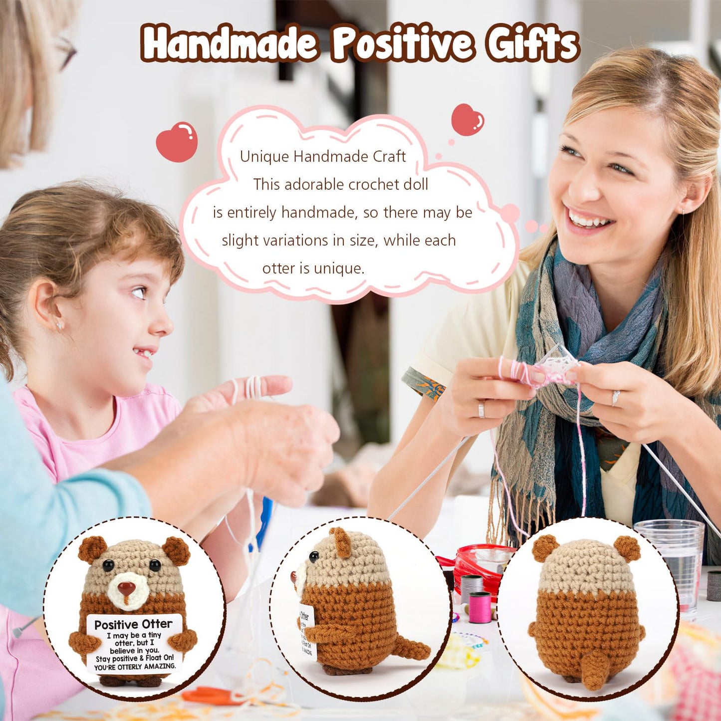 Builtfit Crochet Otter Positive Gifts - Handmade Emotional Uplifting Support Cheer Up Knitted Small Otter Pickle Potato For Wome