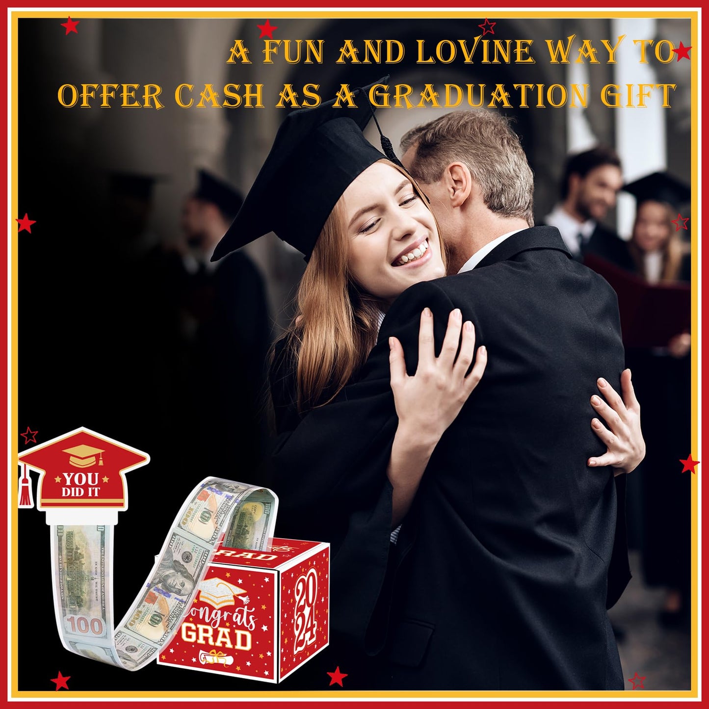 Meiidoshine 2024 Graduation Money Box For Cash Gift Pull, Funny Graduation Gifts For Girls High School College, Surprise Money H