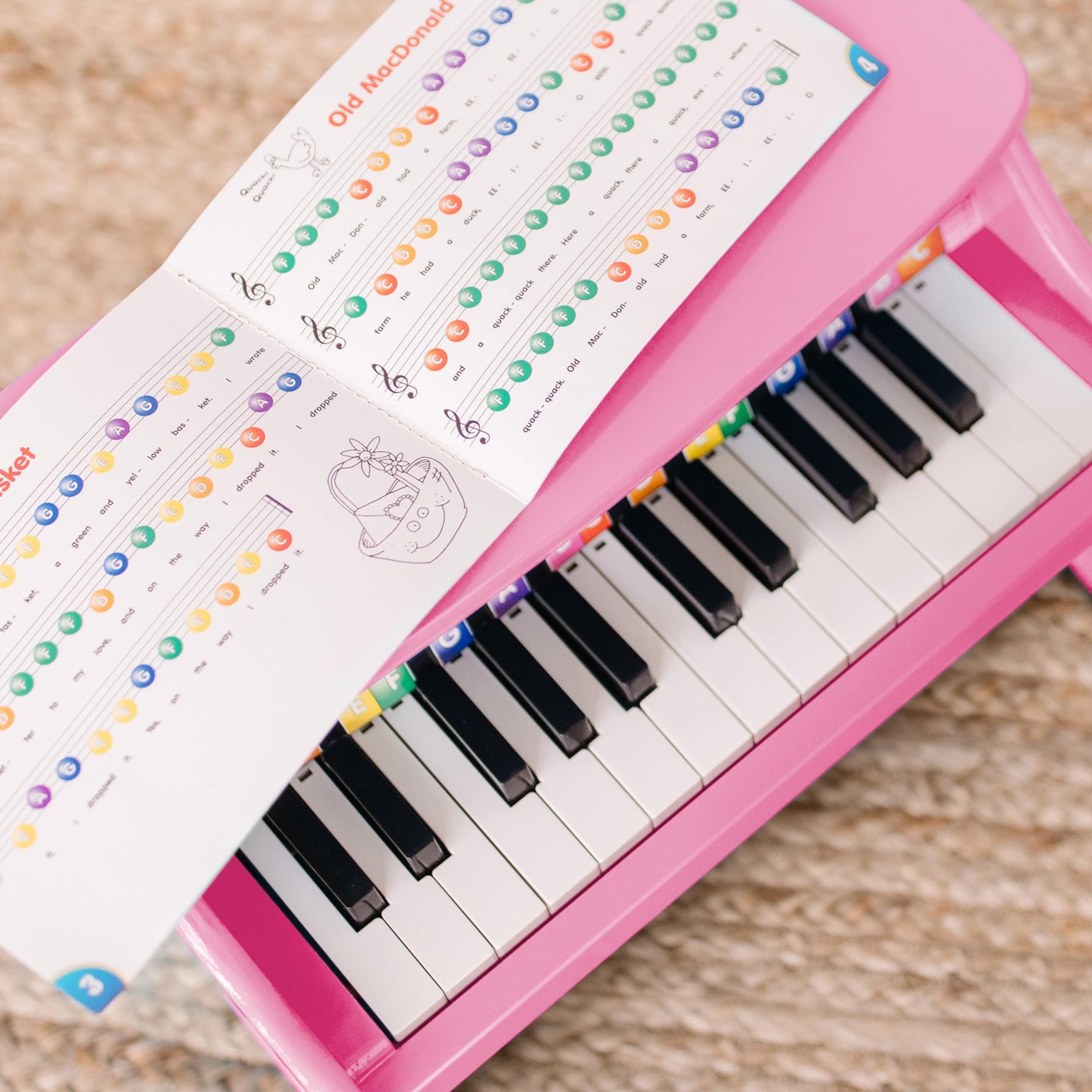 Melissa & Doug Learn-to-Play Pink Piano With 25 Keys and Color-Coded Songbook - Baby Piano  Kids Piano Toy  Toddler Piano Toys For Ages 4+