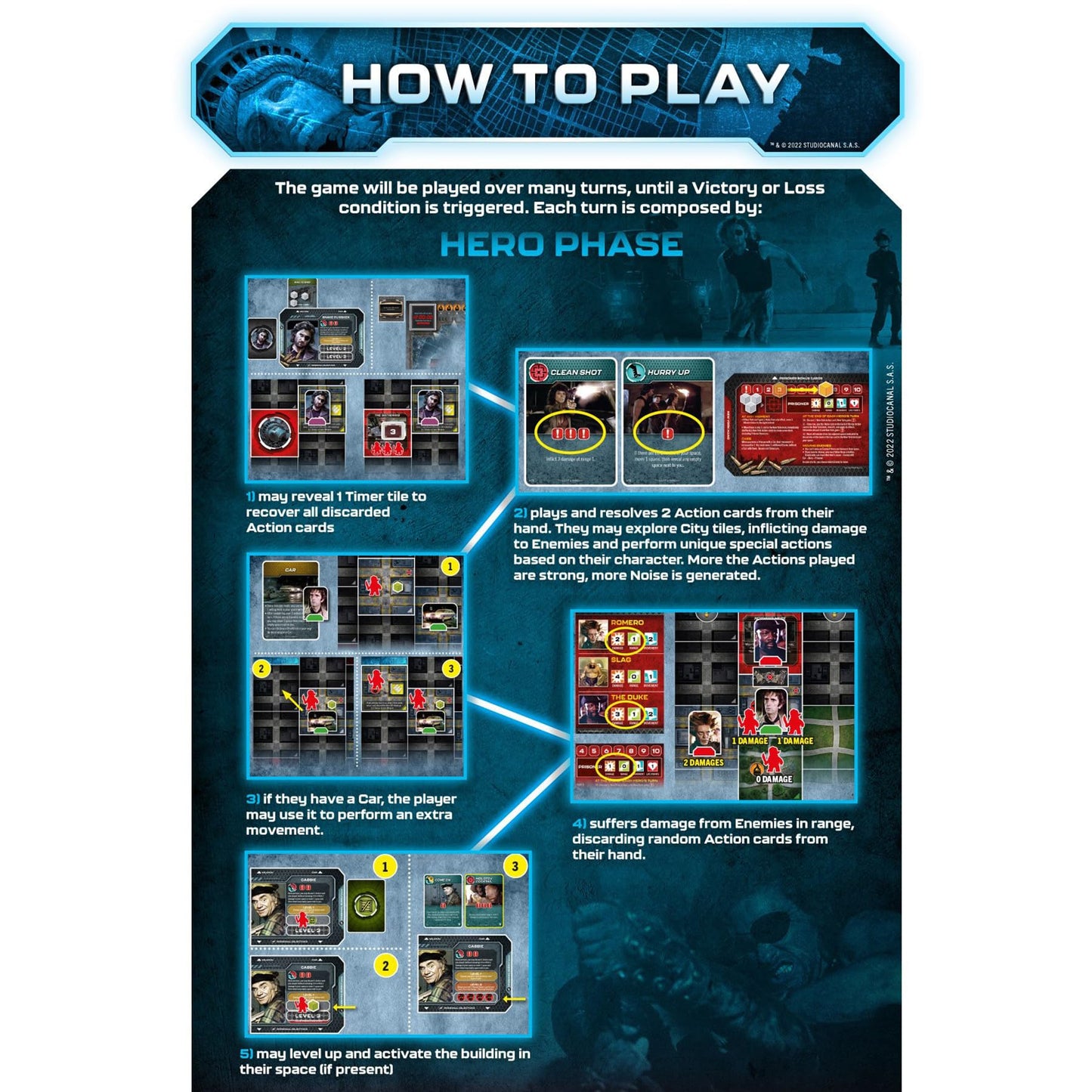 Pendragon Studios: Escape From New York: The Board Game - Hero Strategy Board Game Baed On The Movie, Ages 14+, 1-4 Players, 60 Min