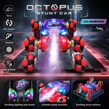 Paaxido Remote Control Car, 8WD Gesture Sensing RC Car, 2.4GHz RC Stunt Car Boys Toys with Spray & Light, Hand Controlled RC Car