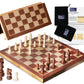 Fun+1 Toys! Wooden Chess Set For Adults And Kids, 15 '' Portable Chess Board Set With Chess Pieces & Drawstring Bag
