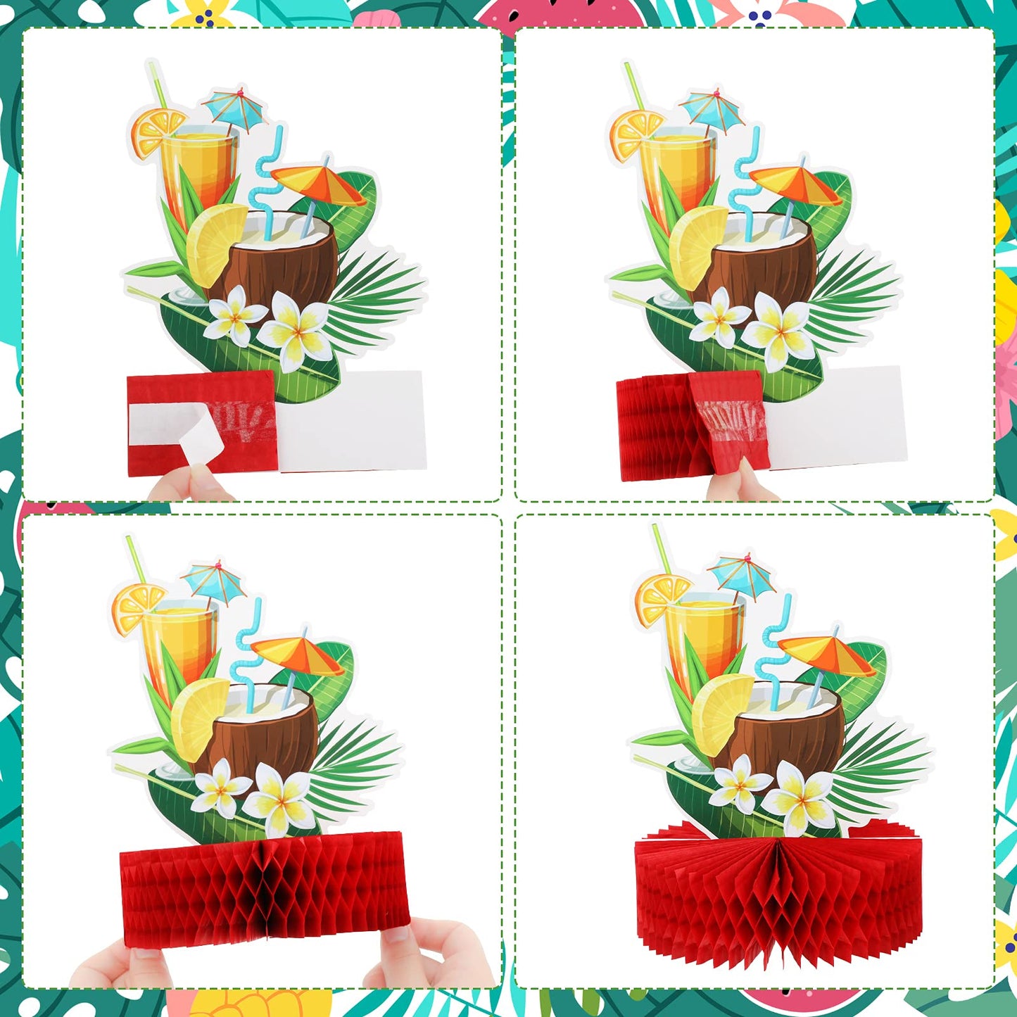 Waydress 9 Pcs Hawaiian Luau Party Decorations Margaritaville Tropical Centerpieces for Tables 6.9 x 8.5 Inches Hawaiian Honeyco