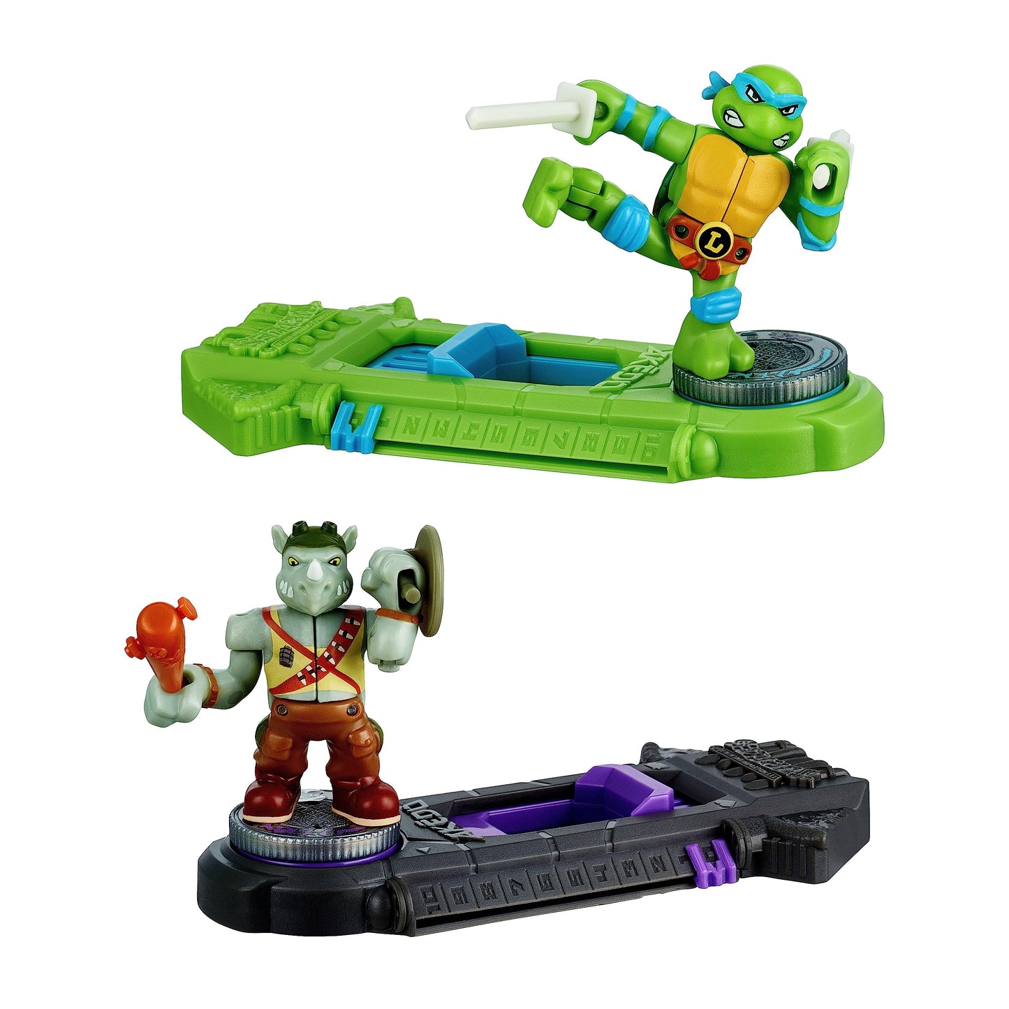 Akedo Legends of Akedo Mini Battling Warriors Pack - Leonardo Vs Rocksteady, Small, Multicolor, Model 15244, ABS & Metal