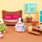 Lil Woodzeez Li'L Woodzeez Bedroom & Dining Playset With 2 Characters – Dollhouse Furniture Set – Toy Bedroom & Kitchen Playset – Animal Figurines – Kids 3 Years +