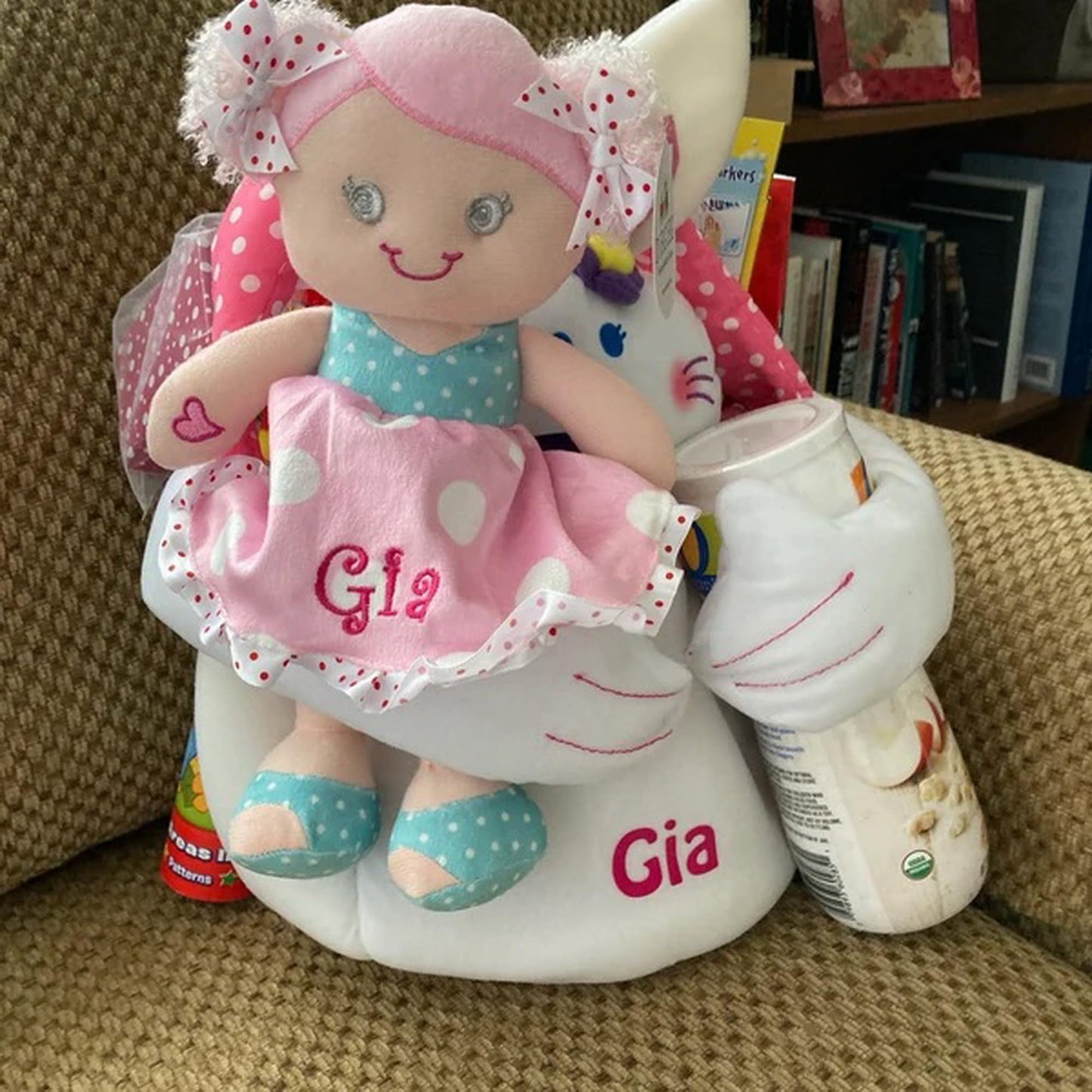 DIBSIES Personalized Hearts & Bows Snuggle Doll - 11 Inch