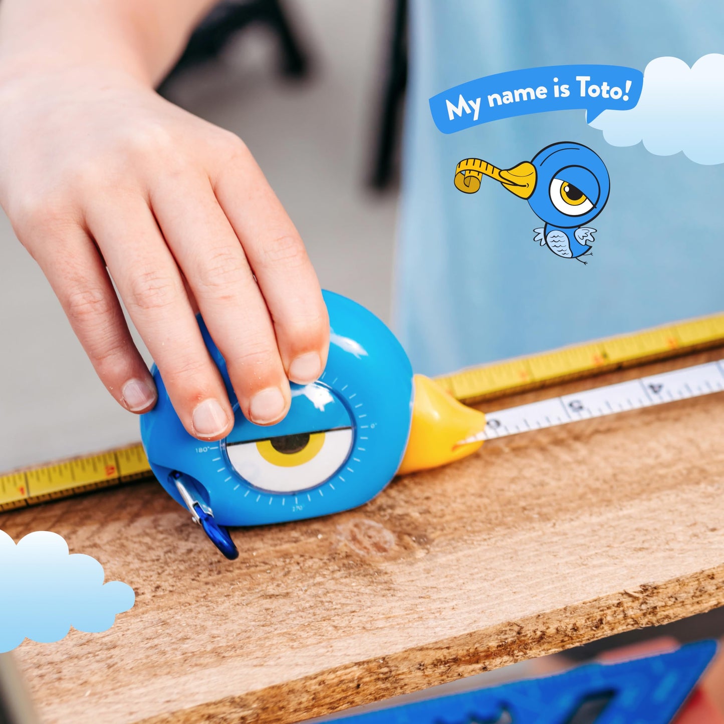 Handy Famm 8Ft Animal-Shaped Kids Tape Measure, Level & Protractor Angle Finder, Fun Educational Children's Tape Measure, Small