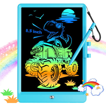 Kokodi 8.5 Inch Lcd Writing Tablet With Anti-Lost Stylus, Erasable Doodle Board Colorful Toddler Drawing Pad, Car Travel School Games Toys For 3 4 5 6 7 8 Kids, Birthday Gift For Girls Boys Blue