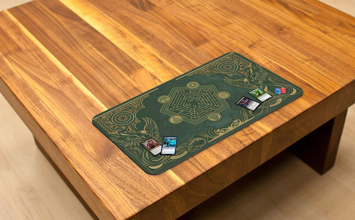 Paramint Emerald Phoenix (Stitched) - Mtg Playmat - Compatible With Magic The Gathering Playmat - Play Mtg, Yugioh, Tcg - Original Play Mat Art Designs & Accessories