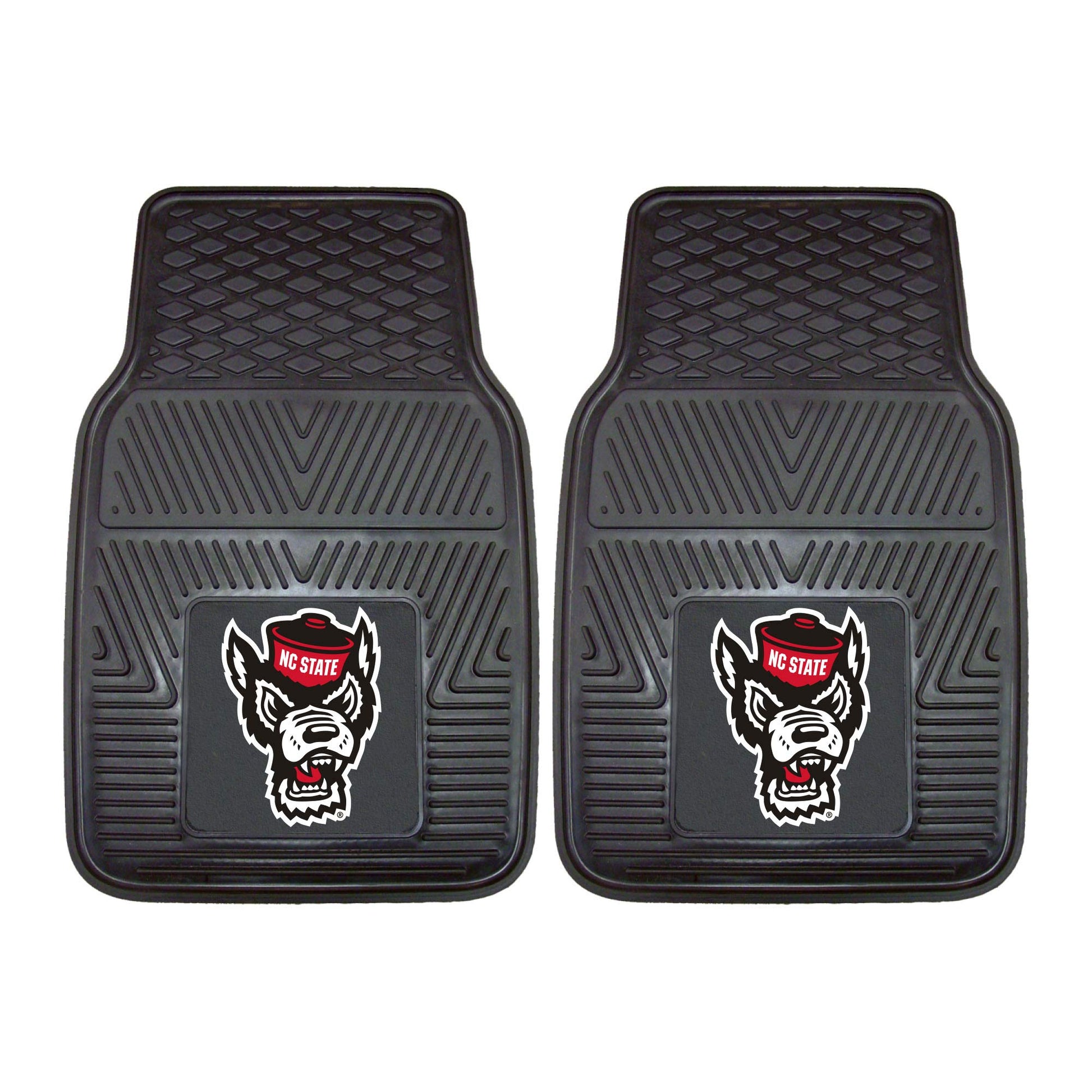 FANMATS 10988 NC State Wolfpack 2-Piece Heavy Duty Vinyl Car Mat Set, Front Row Floor Mats, All Weather Protection, Universal Fi