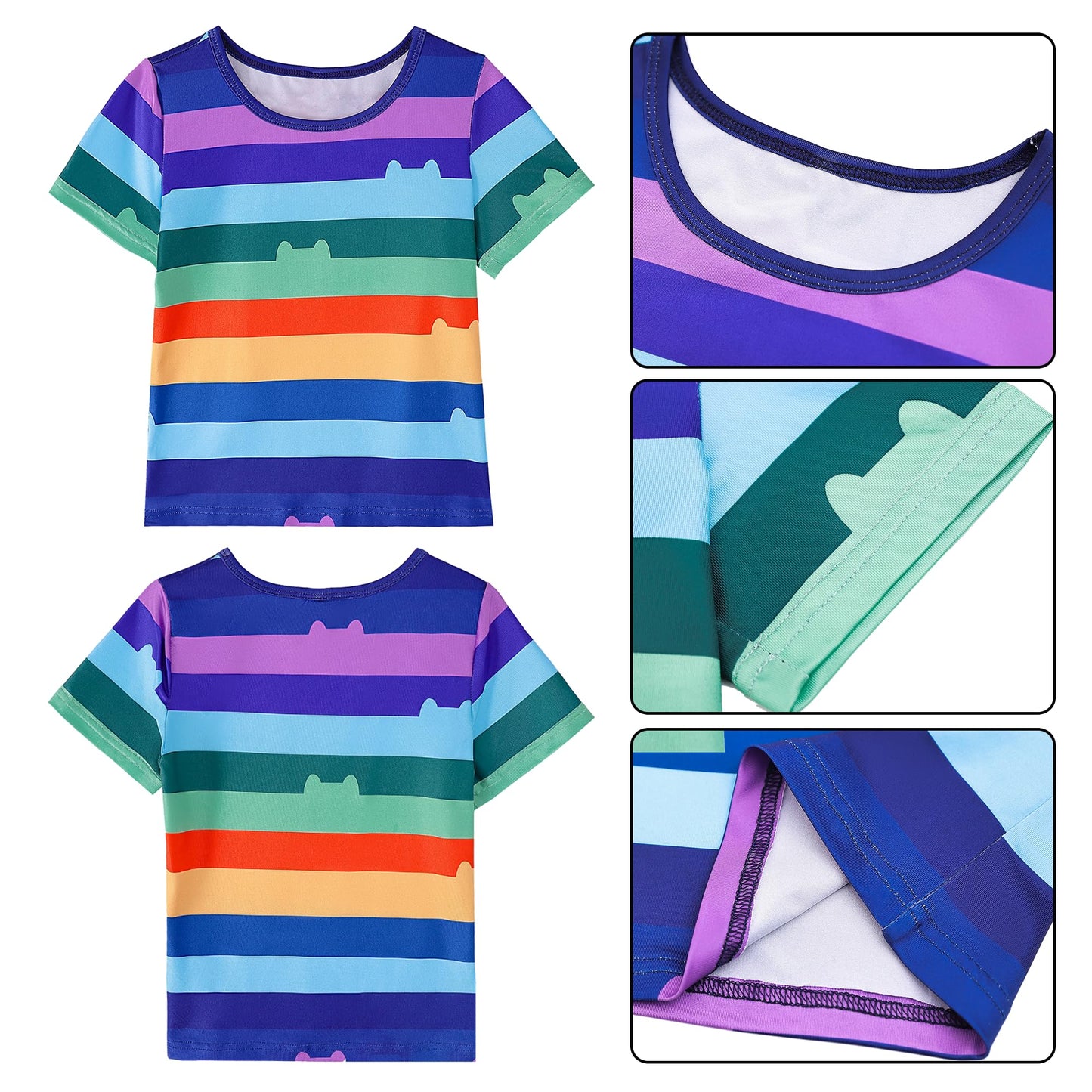 YODISON Cat Dollhouse Rainbow Tutu Dress for Girls, Birthday Outfit Set Costumes with Headband and Bag Halloween Party (140cm/7-