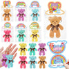 Ellinjan Valentines Day Gifts for Kids Classroom School, 24 Packs Valentines Day Card with Bear Plush Toys Keychain, Valentine K