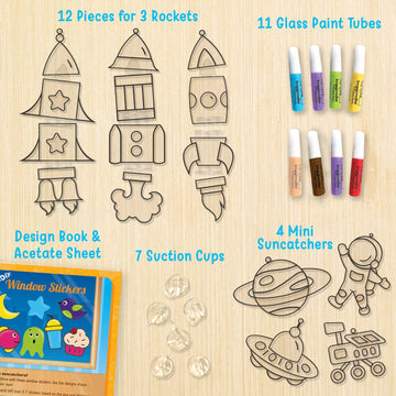 Imagimake Window Art For Kids - Rocket | Suncatcher Kits For Kids, Arts And Crafts For Kids Ages 6-8 | Irthday Gifts For 5 6 7 8 9 10 Years Old Boys & Girls | Easter Gifts For Kids | Easter Toys