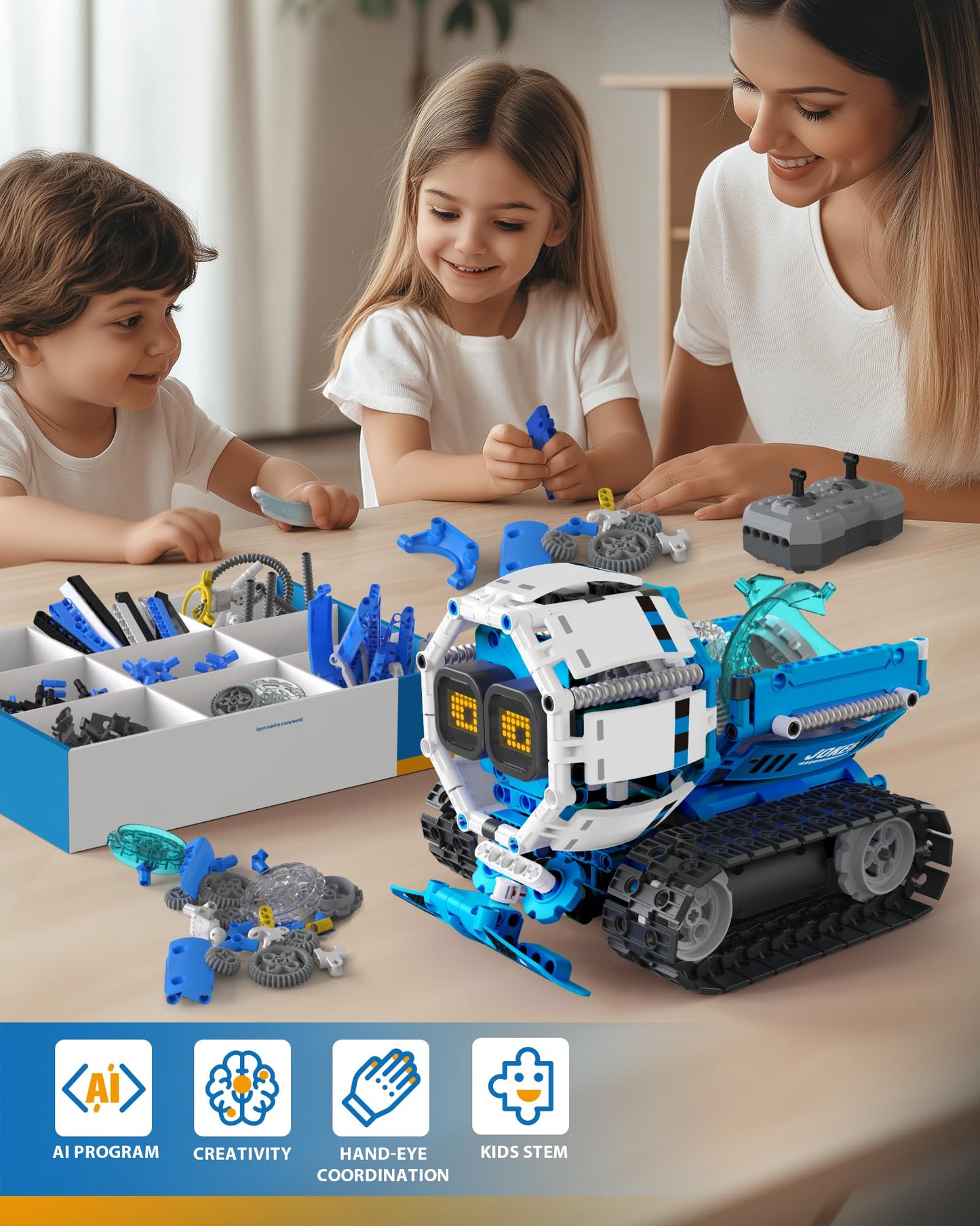 Opmind 5 In 1 Stem Robot Building Toys For Boys Age 8-13, 494Pcs Remote & App-Controlled Set Educational Coding Toy, Kids Diy So