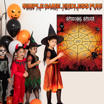 Astaron Halloween Party Supplies Throw The Spider On The Web Halloween Party Games With 2 Sticky Spiders Larger Halloween Poster Birthday Party Games