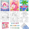 3 Pack Paint by Numbers Kit for Kids, 10*8Color by Numbers for Kids Framed Canvas with 17 Acrylic Paint Pots and 6 Brushes, Pain