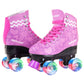 Skate Gear Extra Support Quad Roller Skates For Kids And Adults (Graphic Purple W Led, Women'S 6 / Youth 5 / Men'S 5)