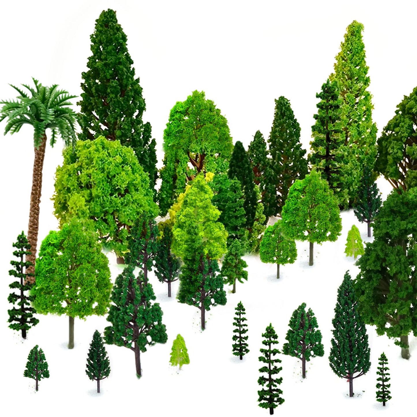 29pcs Mixed Model Trees 1.5-6 inch(4-16 cm), OrgMemory Ho Scale Bushes, Diorama Supplies, Plastic Trees for Projects, Model Trai