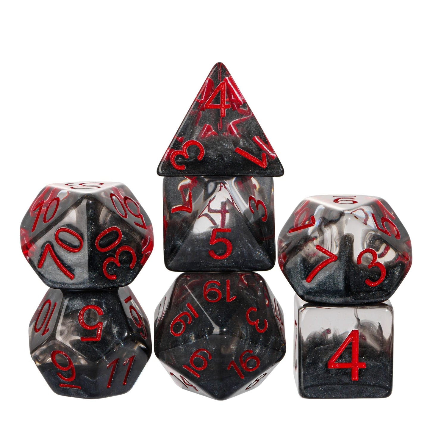 HDdais Polyhedral DND Dice Set 7PCS RPG D&D for MTG Dungeons and Dragons Role Playing Game and Other Tabletop Game(Black)
