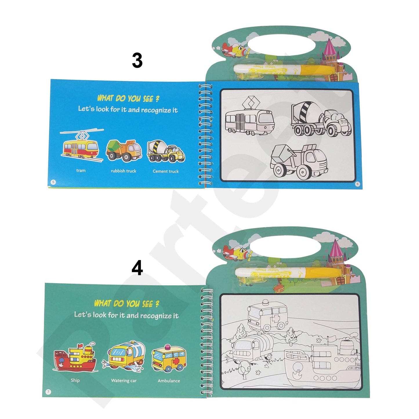 Parteet Reusable Magic Water Painting Book Magic Doodle Pen Kids Coloring Doodle Drawing Board Games Child Educational Toy Magic