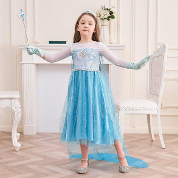 Relarliya Princess Dress For Girls Queen Costume Dress Up Halloween Carnival Cosplay Birthday Fancy Party Outfits 5-6Y