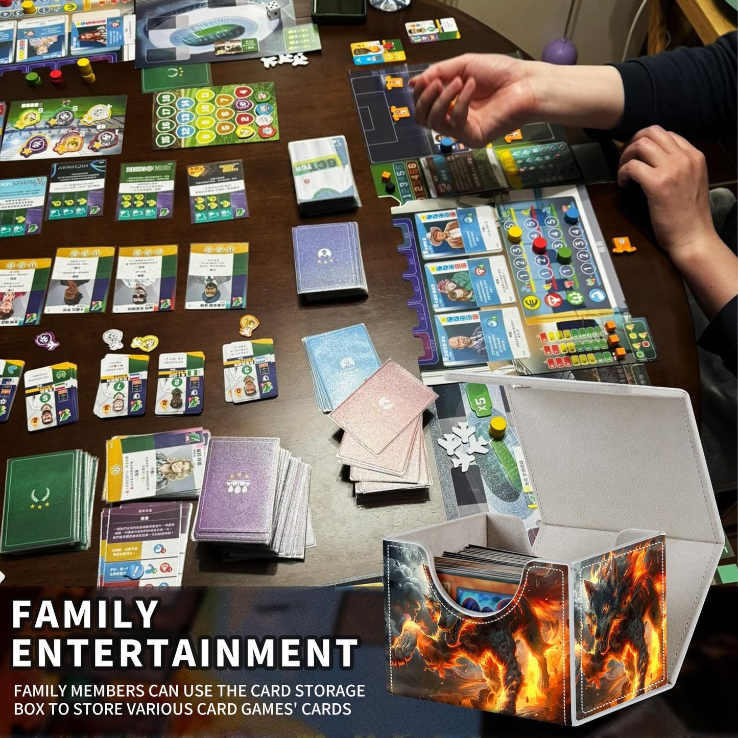 ETLKJVBL enhanced for Mtg Commander Deck Box for Anime Card Sleeves  Stylish Card Deck Case for Mtg Card Sleeves  Trading Card Storage Box - for Mtg Deck Box  Firestorm Wolf