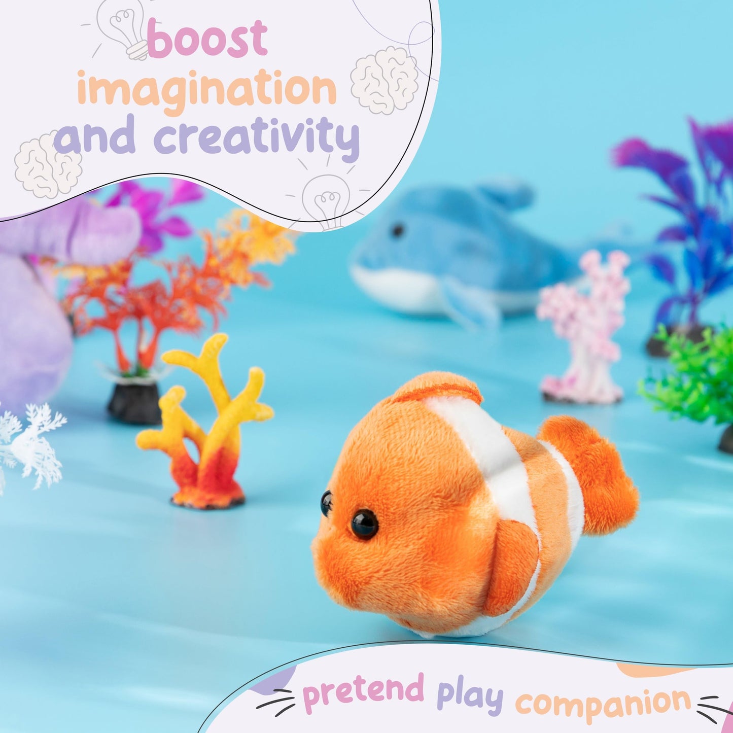 Forest & Twelfth Stuffed Clownfish, Single Mini Stuffed Animal Plush Toy For Kids, Ocean Party Favors And Goody Bags, Classroom Treasure Box Prizes, Stocking Stuffers (Clown Fish)