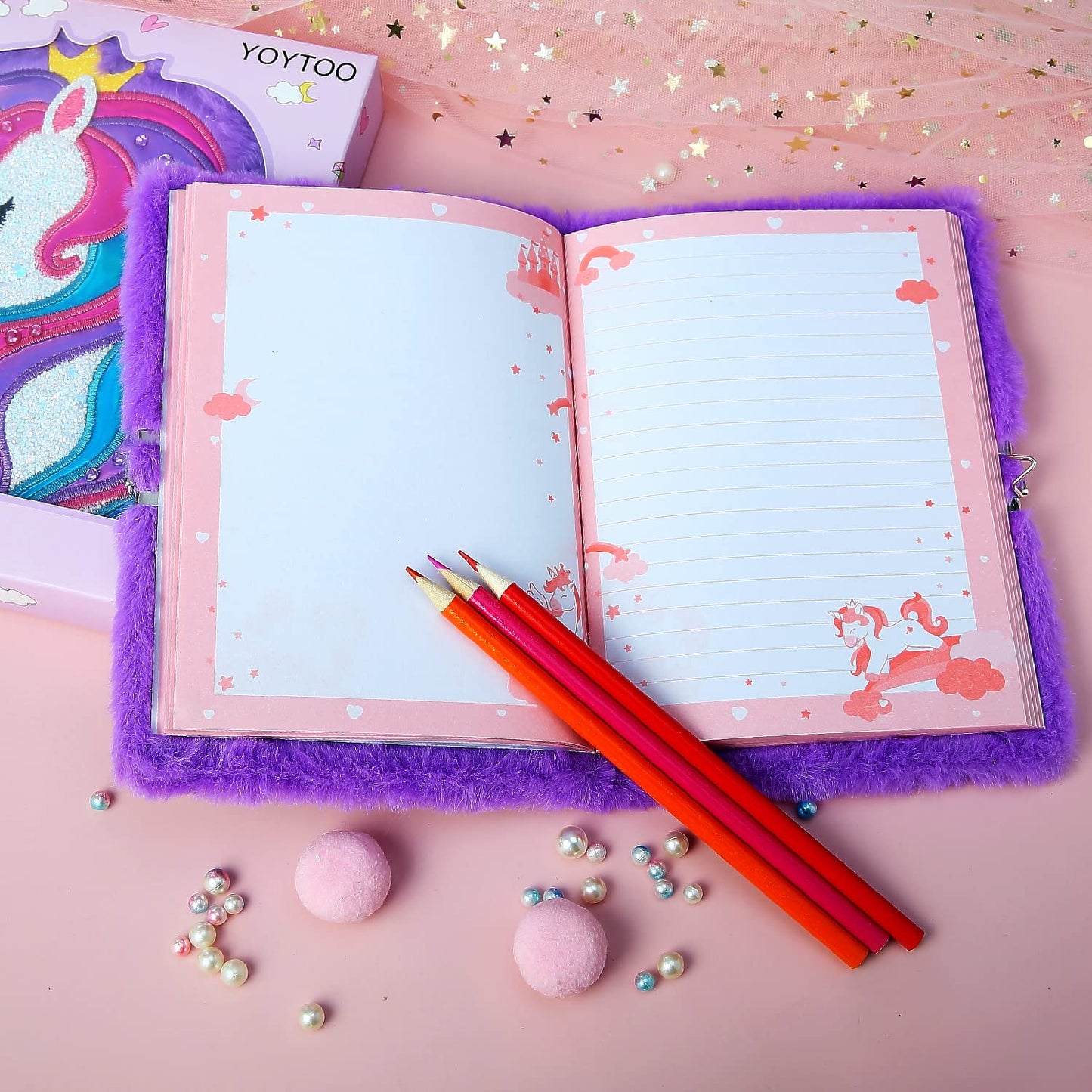 Unicorn Diary for Girls with Lock  Plush Unicorn Toys Gift for Teen Girls  Kids Unicorn Writing Journal Notebook  Birthday Gifts for Little Girls Ages 5 6 7 8 9 10-12 Year Old