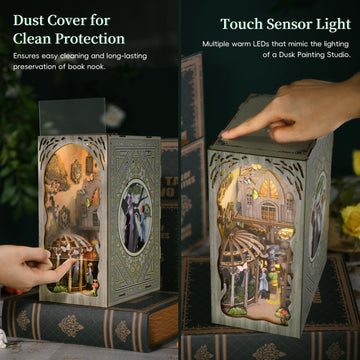 Minicity Diy Book Nook Kit, Diy Miniature Dollhouse Booknook Kit, Wooden 3D Puzzle Bookend Bookshelf Insert Decor With Led Light