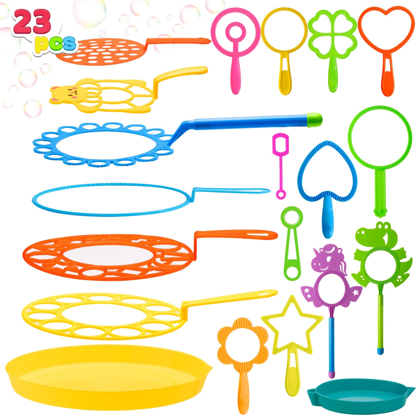 Joyin 29 Pcs Big Bubble Wands Set, Giant Bubble Wand Bulk With Tray For Kids Outside Blowing, Toys For Summer Easter Party Favor Birthday Toddlers