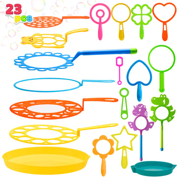 Joyin 29 Pcs Big Bubble Wands Set, Giant Bubble Wand Bulk With Tray For Kids Outside Blowing, Toys For Summer Easter Party Favor Birthday Toddlers